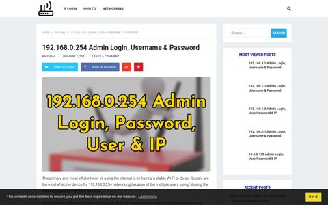 192.168.0.254 Admin Login, Username & Password - Router ...