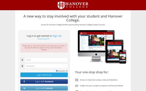 Hanover College Parent & Family Portal: Login