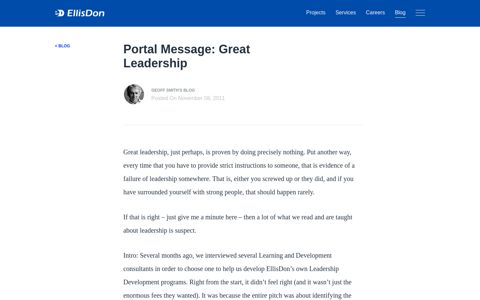 Portal Message: Great Leadership - EllisDon