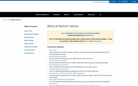 Billing & Payment Options - FirstEnergy Corp.