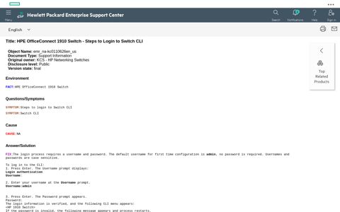 HPE OfficeConnect 1910 Switch - Steps to Login to Switch CLI