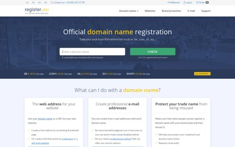 Official domain name registrar & hosting specialist | Register.be
