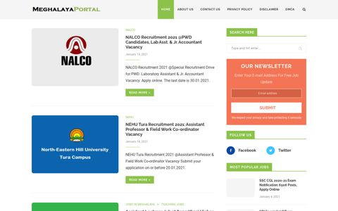 Meghalaya Job Portal:: Get Meghalaya Employment News