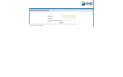 Indian School of Business : Application Status - ISB