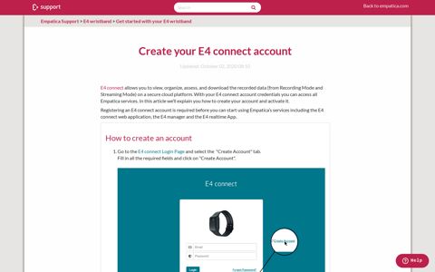 Create your E4 connect account – Empatica Support
