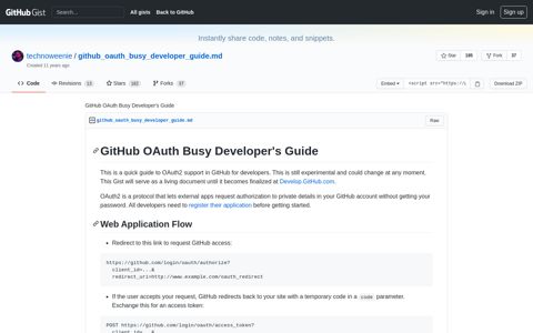 GitHub OAuth Busy Developer's Guide · GitHub