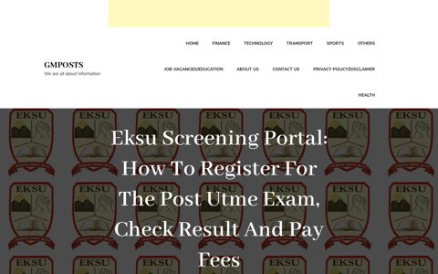 Eksu Screening Portal: How To Register For The Post Utme ...
