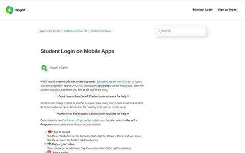 Student Login on Mobile Apps – Flipgrid Help Center