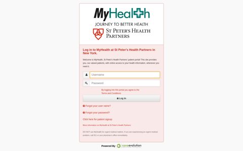 Log in to MyHealth at St Peter's Health Partners in New York.