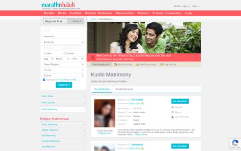 Kunbi Matrimony & Matrimonial Site - Marathishaadi.com