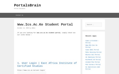 Www.Ics.Ac.Ke Student - User Login | East Africa Institute Of ...