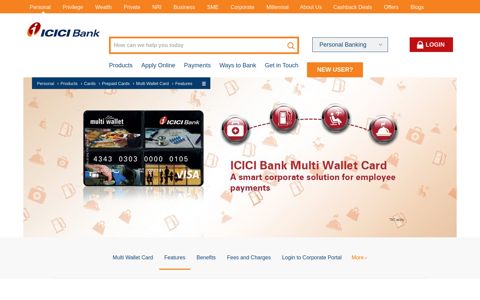 Features of Multi Wallet Prepaid Card - ICICI Bank