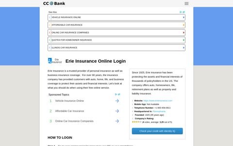 Erie Insurance Online Login - CC Bank