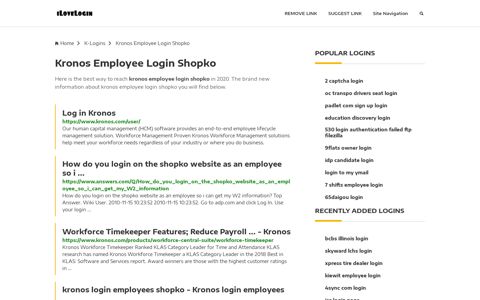 Kronos Employee Login Shopko ❤️ One Click Access - iLoveLogin