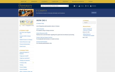e-Campus Help - University of Rhode Island