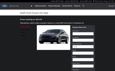 2020 Ford Fusion For Sale in Fredonia NY | Valone Ford