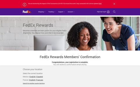 FedEx Rewards Members' Confirmation Page | FedEx Mexico