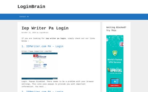 Iep Writer Pa - Iepwriter.Com Pa - Login - LoginBrain