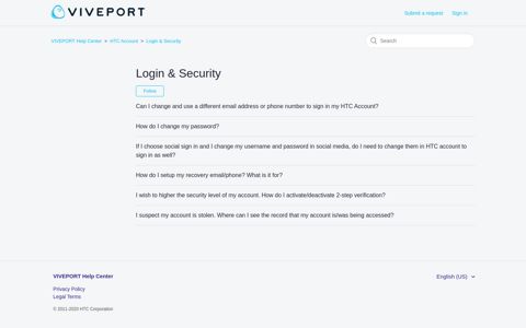 Login & Security – VIVEPORT Help Center