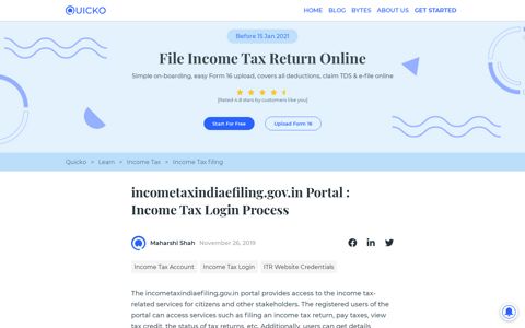 incometaxindiaefiling.gov.in Portal : Income Tax Login Process