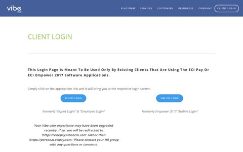 Vibe HCM Client Login Page