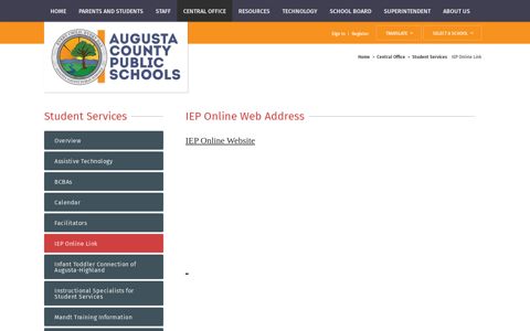 Student Services / IEP Online Link