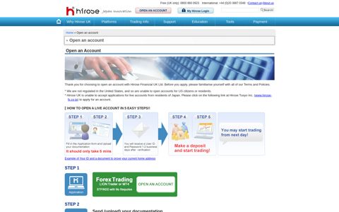 Open an Account - Hirose Financial UK