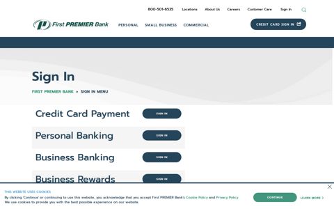Sign In Menu - First PREMIER Bank