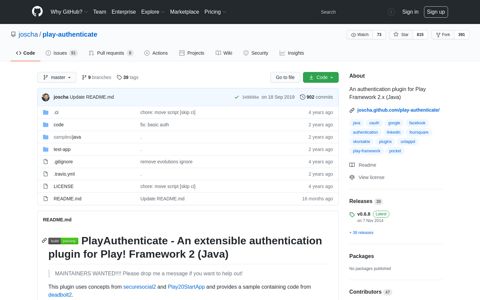 joscha/play-authenticate: An authentication plugin for ... - GitHub