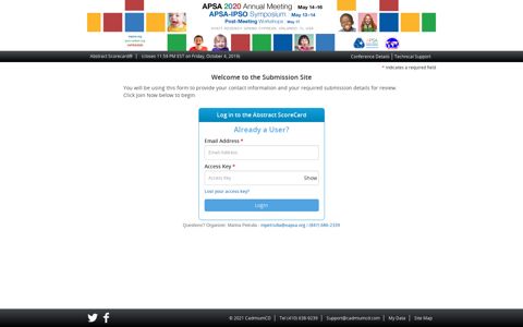 Submitter Login Page - APSA Abstract Submission - APSA ...