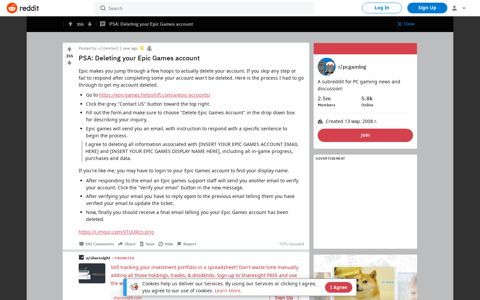 PSA: Deleting your Epic Games account : pcgaming - Reddit