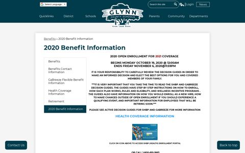 2020 Benefit Information – Benefits – Glynn County Schools