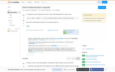 Gerrit Authentication required - Stack Overflow