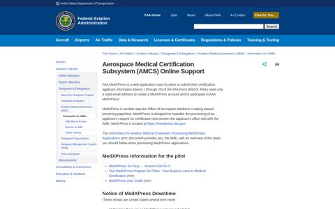 Aerospace Medical Certification Subsystem (AMCS) Online ...