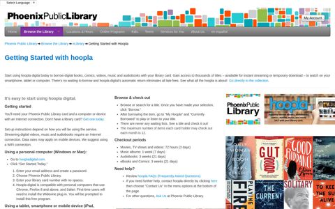 eLibrary Getting Started with Hoopla - Phoenix Public Library