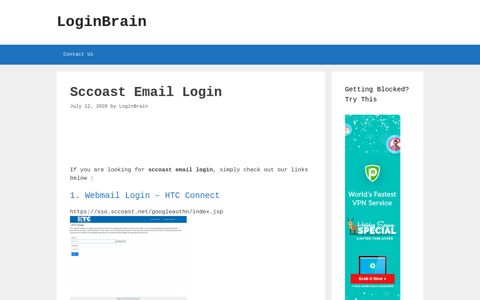 Sccoast Email - Webmail Login - Htc Connect - LoginBrain