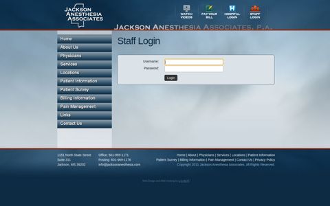 Staff Login - Jackson Anesthesia Associates
