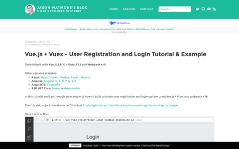 Vue.js + Vuex - User Registration and Login Tutorial & Example