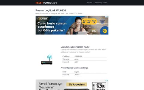 How to Configure and Reset LogiLink WL0130 Router