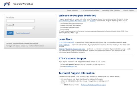 ETS Program Workshop