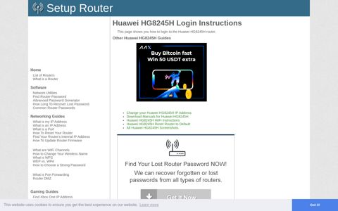 Login to Huawei HG8245H Router - SetupRouter