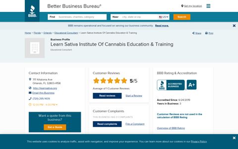 Learn Sativa Institute Of Cannabis Education & Training - BBB