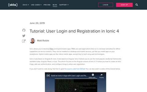 Tutorial: User Login and Registration in Ionic 4 | Okta Developer