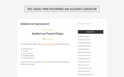 denudeart.com login password | Free Social Porn Passwords ...
