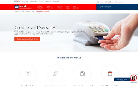 Credit Card Services - Kotak Mahindra Bank