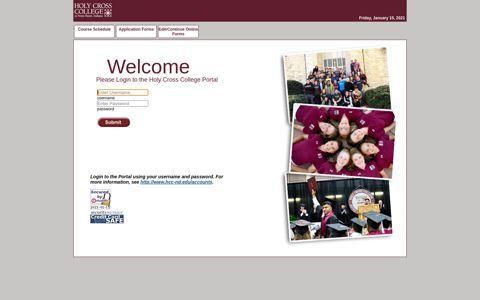 Please Login to the Holy Cross College Portal