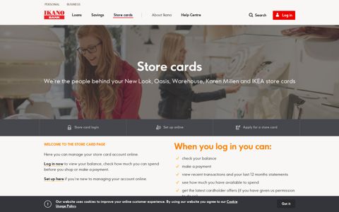 Store cards | log in | set up | Ikano Bank