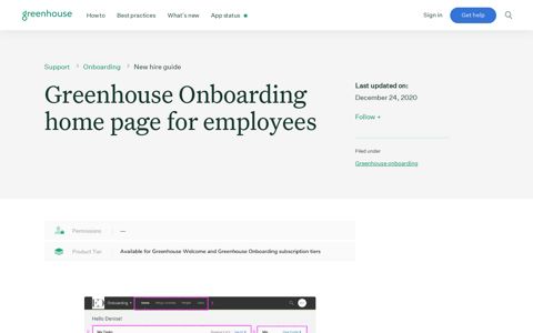 Greenhouse Onboarding: Home page for Employees ...