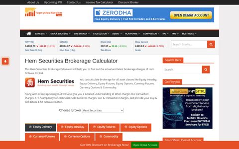 Hem Securities Brokerage Calculator | Calculate Brokerage ...