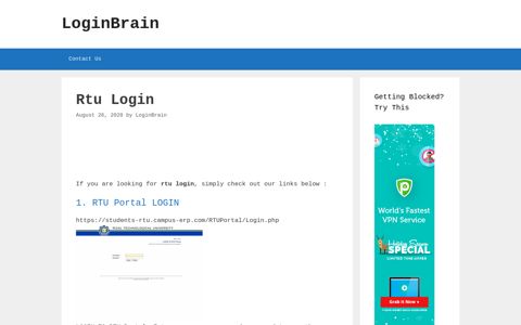Rtu - Rtu Portal Login - LoginBrain